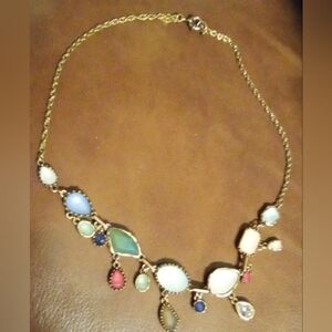 LOFT Gold Necklace with Multi-Color Stones